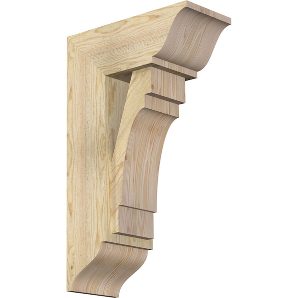 Ekena Millwork Merced Traditional Rough Sawn Bracket w/ Offset Brace, Douglas Fir, 8"W x 18"D x 30"H BKT0806X18X30MRC01RDF - main